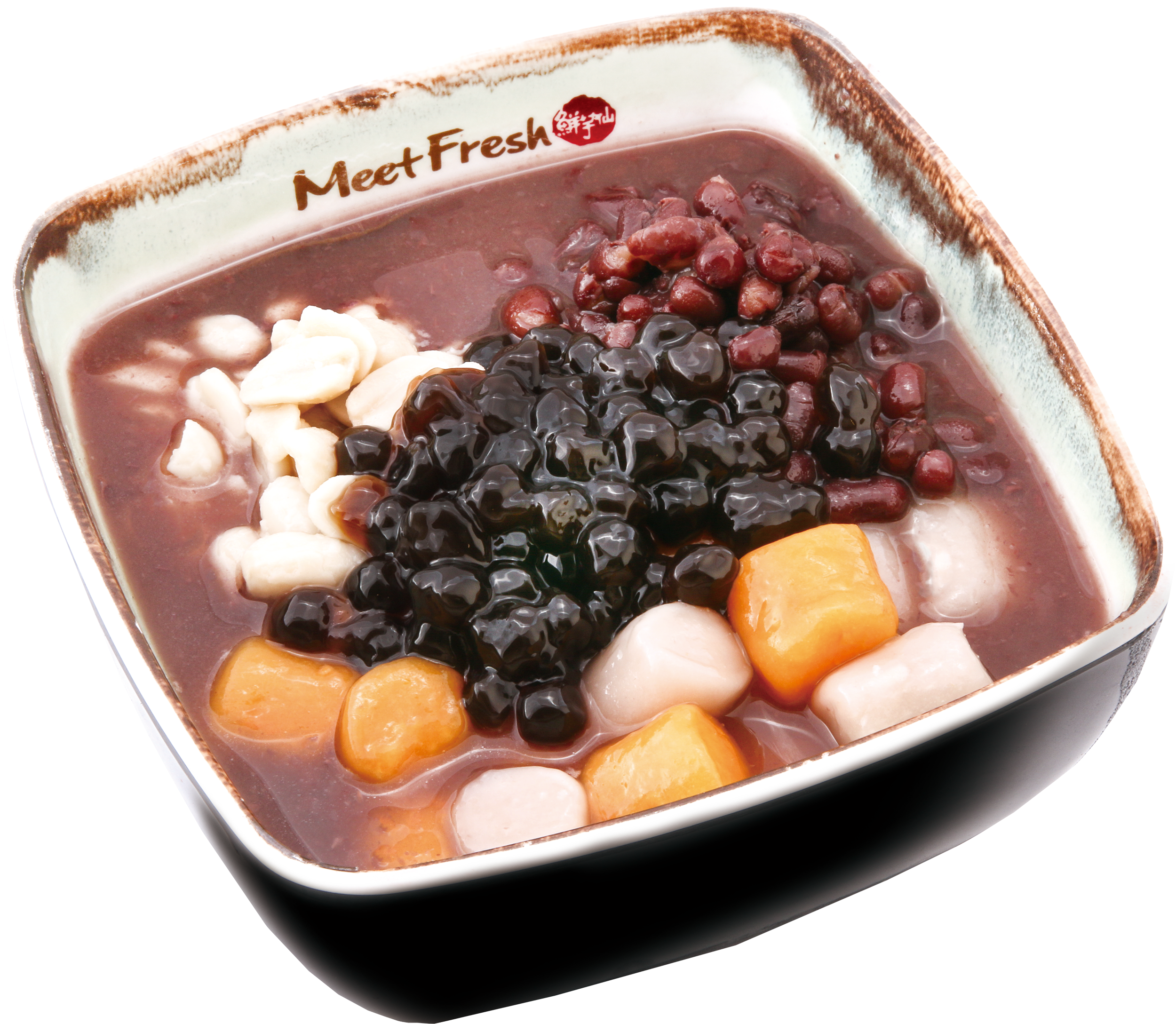 Hot Red Bean Soup Combo A - Taro Balls, Red Beans, Peanuts, Boba, Hot Red Bean Soup